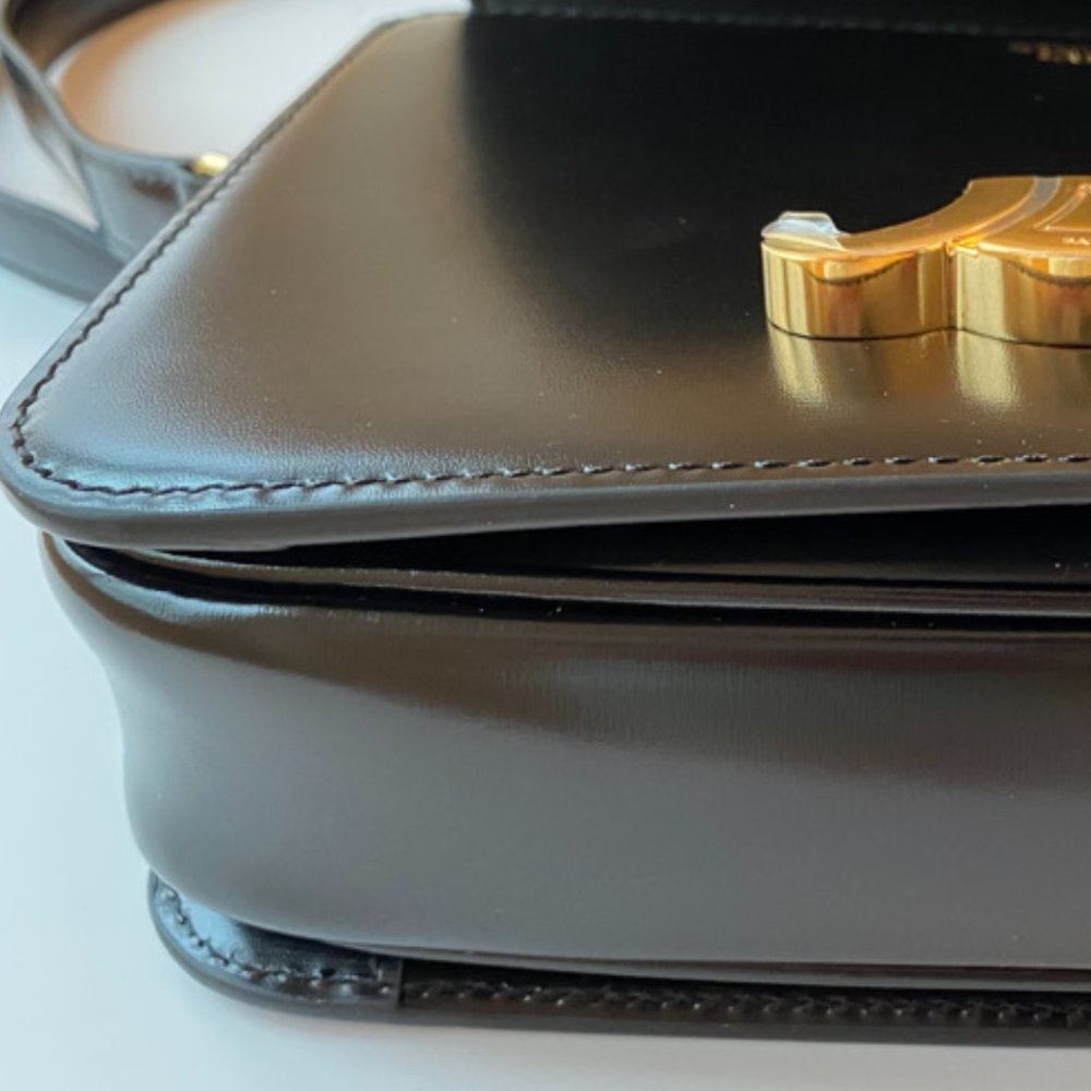 Brand New Celine Triomphe Teen Bag in Shiny Black Calfskin Leather - Picture 11 of 16